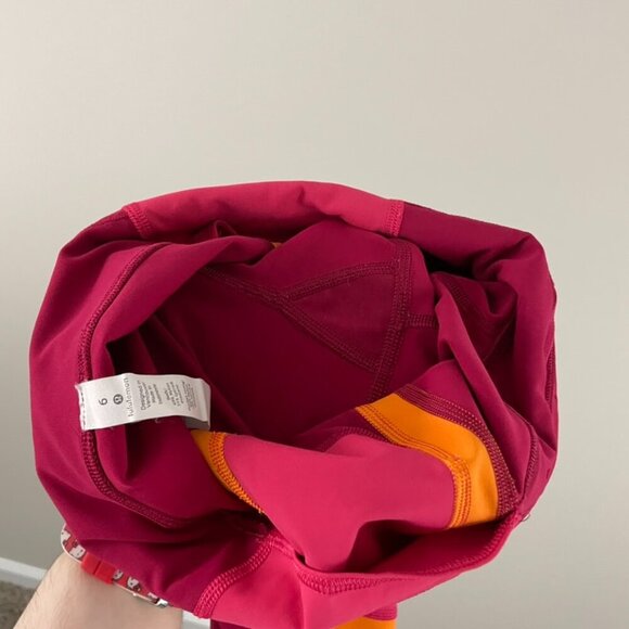 Lululemon Wild Twist 7/8 Tight Ruby Red/Fuchsia Pink/Vivid Amber Size 6 - Picture 7 of 9